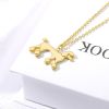 Vintage Dog Necklace Gold Stainless Steel Chain