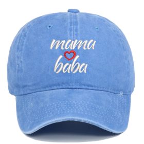 DAD MOM letter embroidered wash baseball cap outdoor sports wash cotton sunshade cap (colour: Mamababa blue)