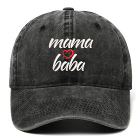 DAD MOM letter embroidered wash baseball cap outdoor sports wash cotton sunshade cap (colour: Mamababa black)