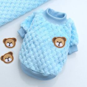 New Winter Pet Clothes; Cute Fleece Puppy Dress Warm Cat Coat; Pet Apparel; For Small & Medium Dogs (Color: Sky blue)