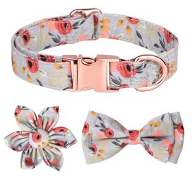 Detachable Hexapetalous Flowers Dog Collar (Option: Gray-M)
